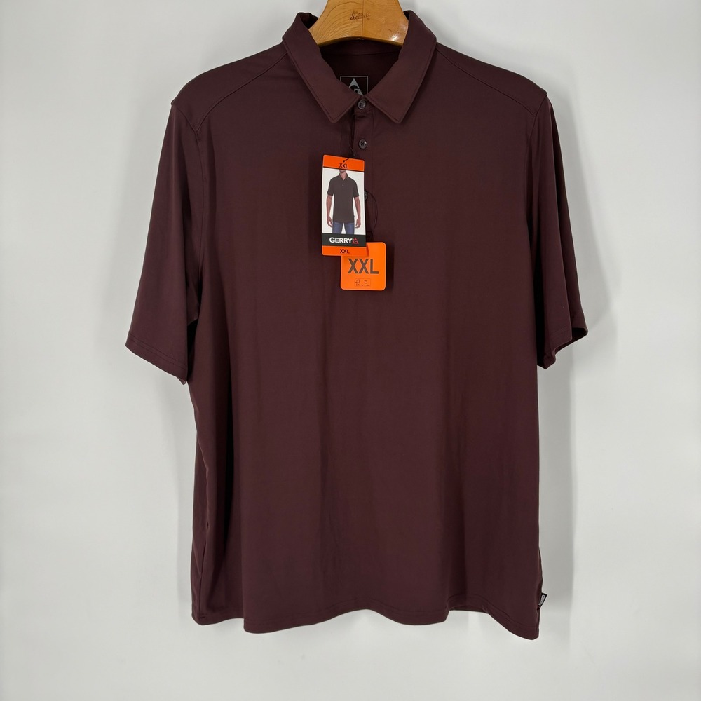 Gerry Mens  Performance‎ Polo Shirt XXL Burgundy Short Sleeve Stretch Outdoor